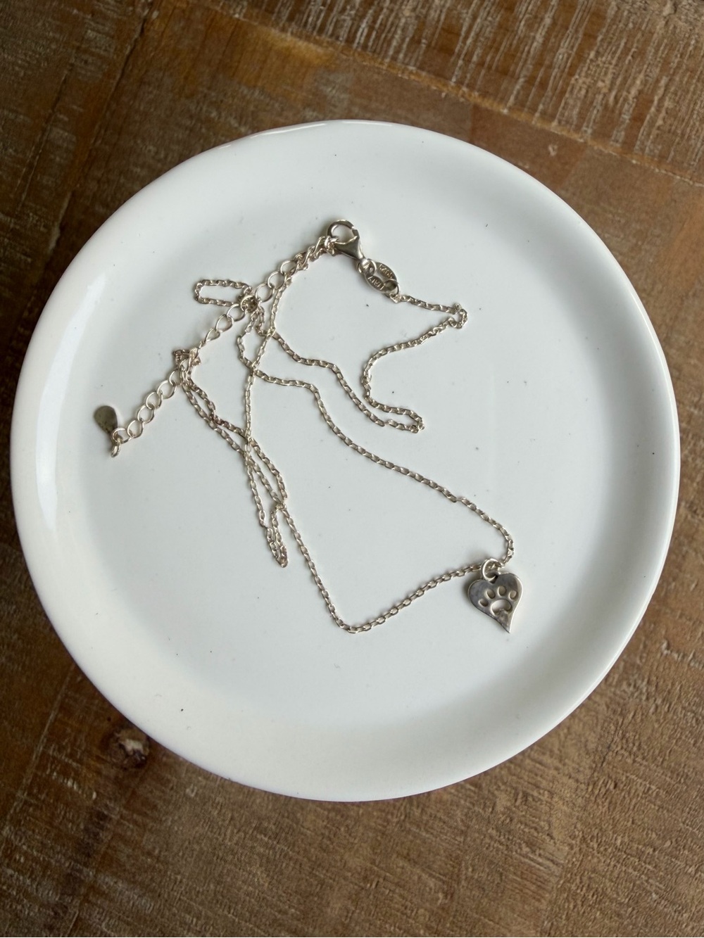 Sterling Silver Heart Pendant Necklace with Paw Cutout - Silver - Picture 2 of 3
